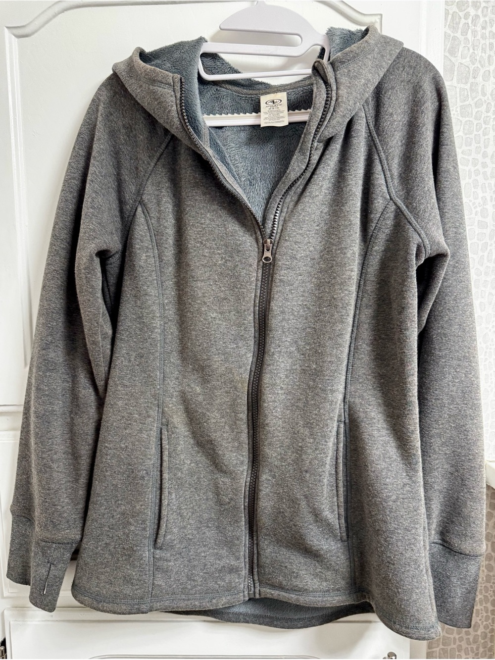Athletic Works Gray Full-Zip Hoodie - Women’s Medium
